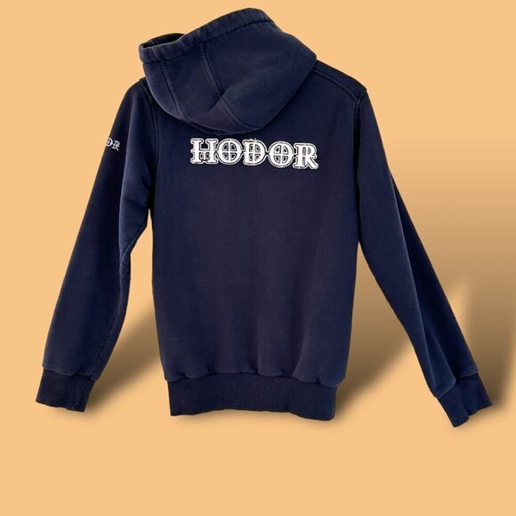 Game of Thrones - Hodor Heavyweight Hoodie - Navy Blue - Size Small -‎ Preowned - Picture 1 of 11